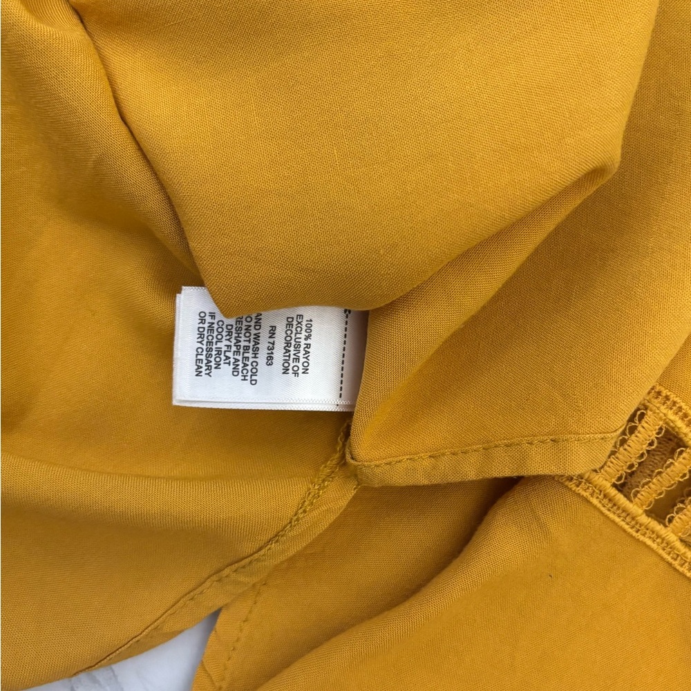 Melissa Paige Womens Boho Top Blouse PM Petite Long Bell Sleeve Yellow Blouse - Picture 5 of 5